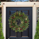 32" Pre-Lit 50 LED Timer Lights Artificial Christmas Wreath w Various Greenery Generic