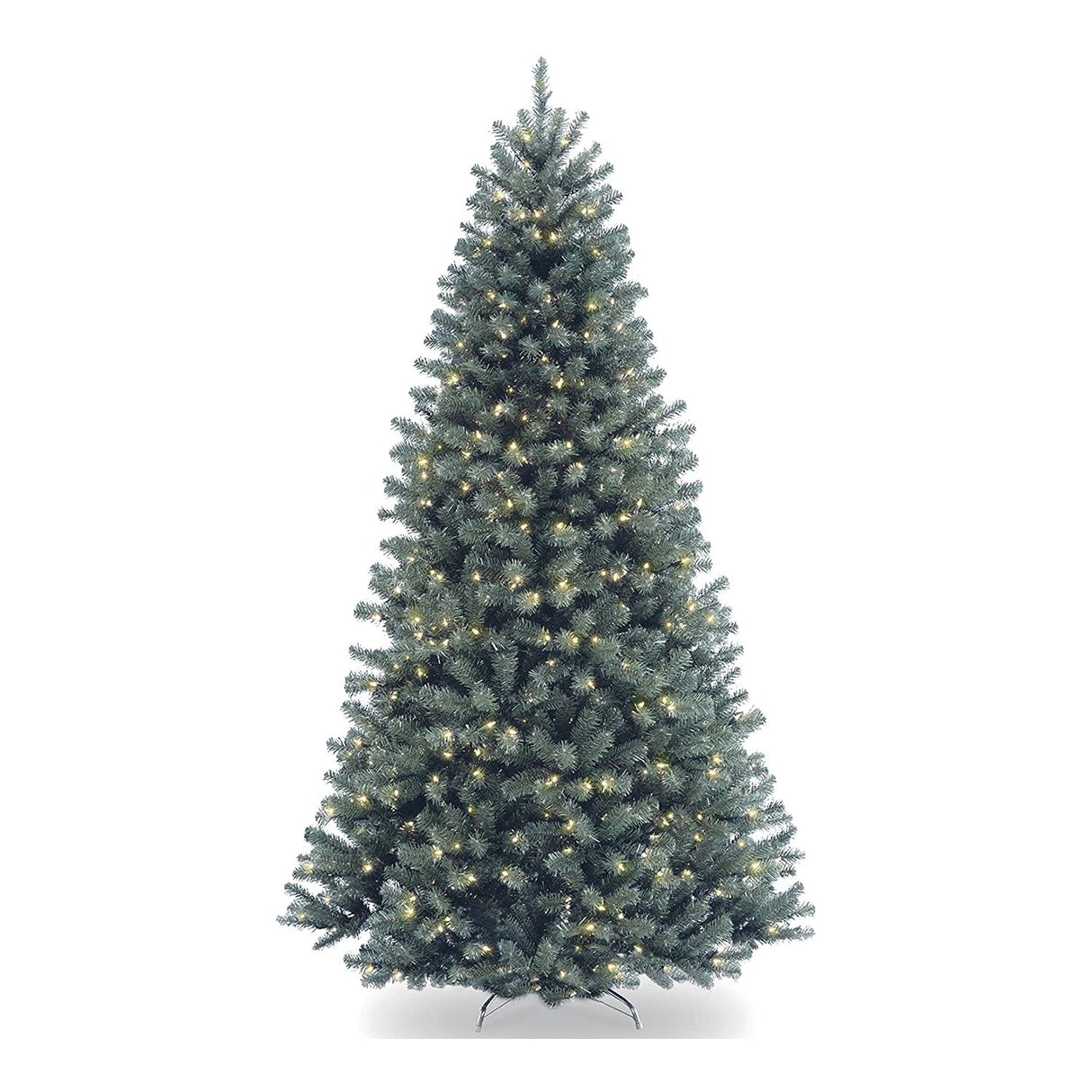 National Tree Company Pre-Lit Artificial Full Christmas Tree, Blue, North Valley Spruce, White Lights, Includes Stand, 7.5 Feet National Tree Company