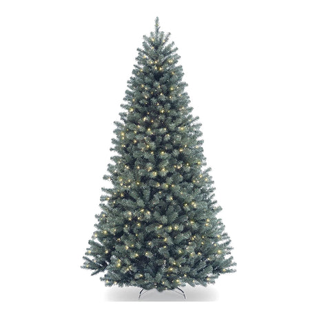 National Tree Company Pre-Lit Artificial Full Christmas Tree, Blue, North Valley Spruce, White Lights, Includes Stand, 7.5 Feet National Tree Company