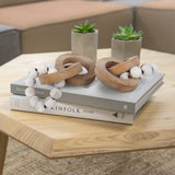 Oakrain Rustic Wood Chain Link for Home Decor, Handmade Carved 3 Link Wood Knot & Wood Beads, Natural Boho Farmhouse Table Decor, Best Housewarming Gifts (2 Pcs, 8.7inch) Oakrain