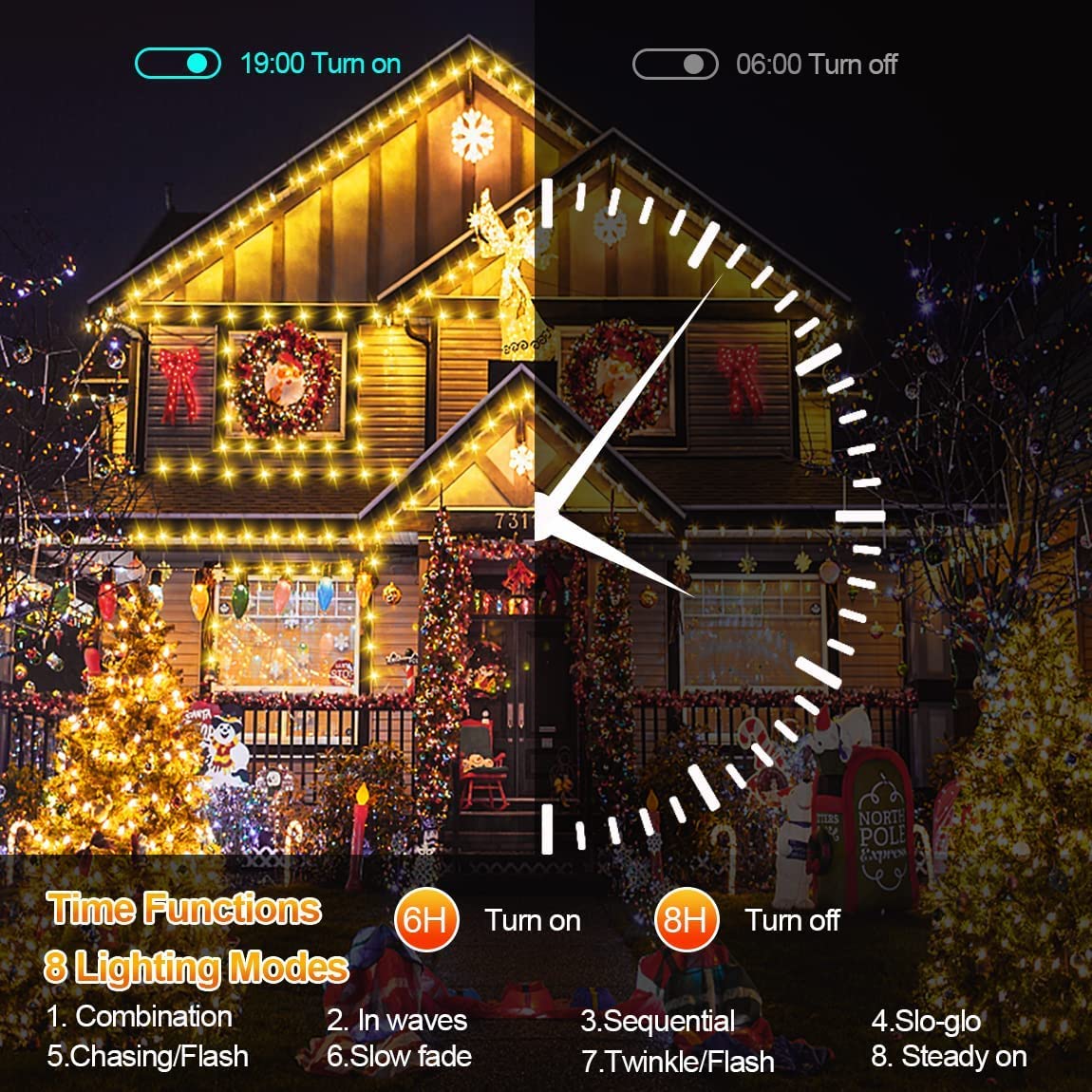 XURISEN 403FT Christmas Lights, 1000 LED Super Long String Lights 8 Modes & Memory Timer Plug in Twinkle Fairy Lights Decor for Home Xmas Party Wedding XURISEN
