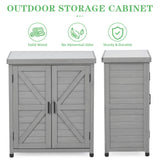 Outdoor Potting Bench with Storage Cabinet and Metal Top, Wood Workstation for Outdoor Patio, Garden (Classic Grey, 31x17x36‘’) Wood-Natrl