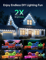lemonlovely Permanent Outdoor Lights Pro, 100ft with 50 IC+RGBCW LED Smart Eaves Lights, Dual Lens, IP67 Waterproof Halloween Christmas Lighting for Daily and Holiday Decorations, DIY Scene Mode lemonlovely