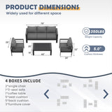 Amopatio Aluminum Patio Furniture Set, 6 Pieces Modern Patio Conversation Sets, Outdoor Sectional Metal Sofa with Coffee Table for Balcony, Garden, Dark Grey (Included Waterproof Covers) Amopatio