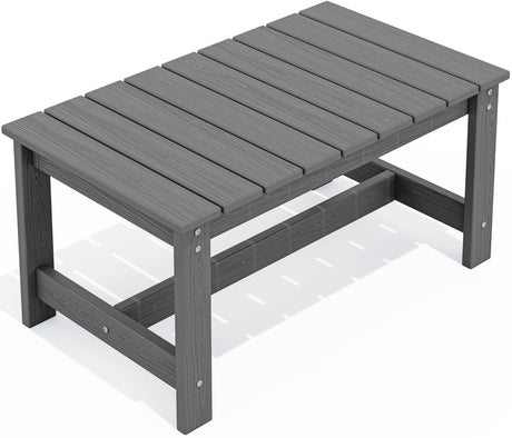 SERWALL Outdoor Coffee Table, HDPE Patio Coffee Table for Outside, Grey SERWALL