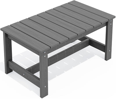 SERWALL Outdoor Coffee Table, HDPE Patio Coffee Table for Outside, Grey