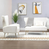 ZJhome 50’’ Armless Loveseat Sofa, Comfy Upholstered Velet Small Couch Sofa with Gold Legs, 2 Seater Tufted Modern Couch for Living Room, Bedroom, Apartment Small Space (White) ZJhome