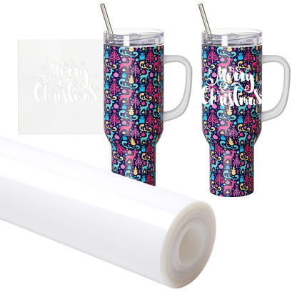 PYD Life Heat Transfer Vinyl White Roll 12" x 25' for Cricut Silhouette Cameo Machine,Stencil Vinyl for Sublimation Pattern Paper Crafting Painting