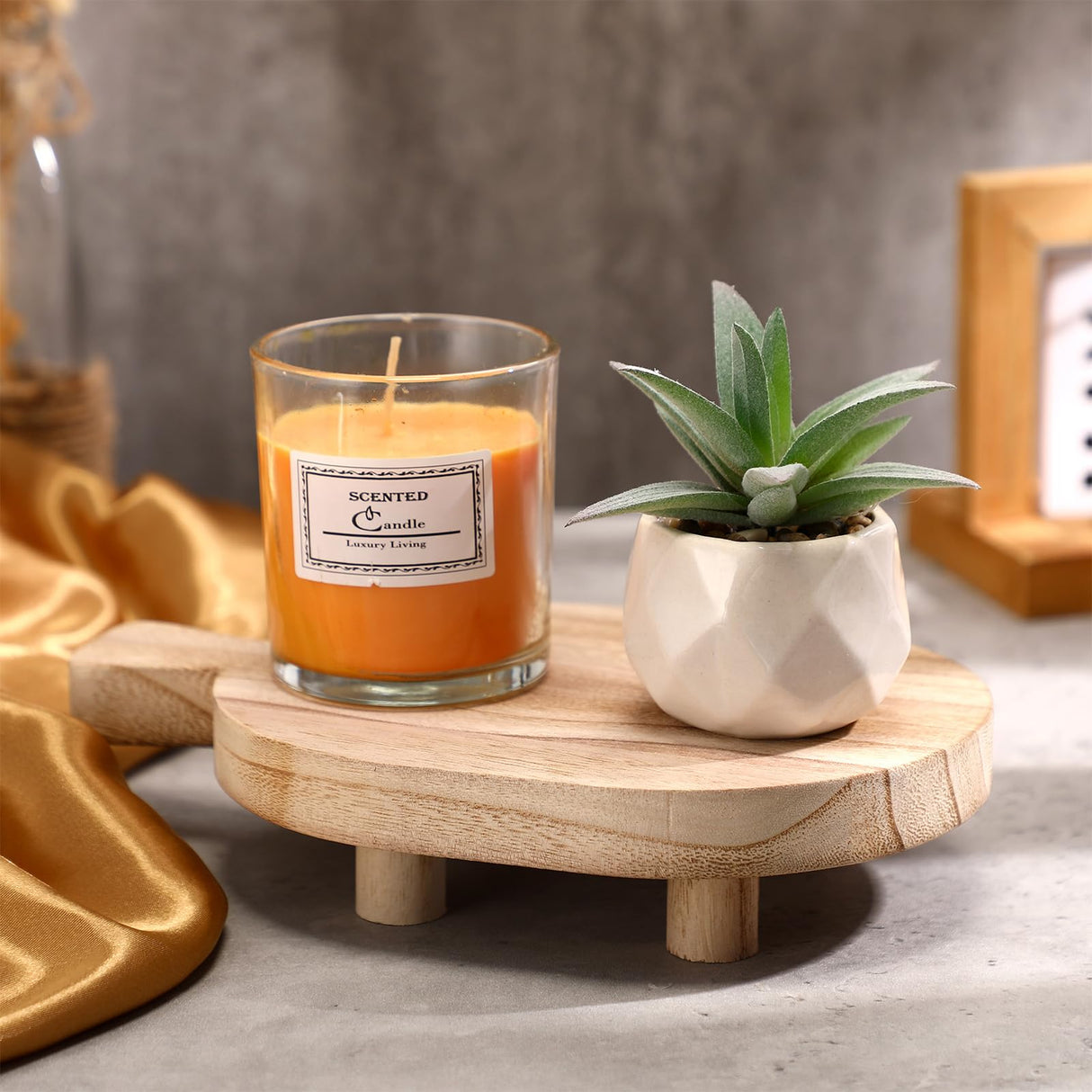 POVTOKA Wood Pedestal Stand, Farmhouse Wood Riser for Bathroom Kitchen Counter, Rustic Wooden Soap Tray for Bottles Candles Plant Display (Natural) POVTOKA