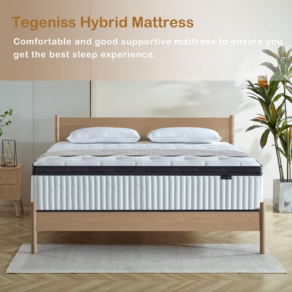 Tegeniss Full Size Mattress, 12 Inch Memory Foam Mattress, Hybrid Mattress in a Box with Independent Spring, Soft and Comfortable Medium Firm Mattress, Pressure Relief