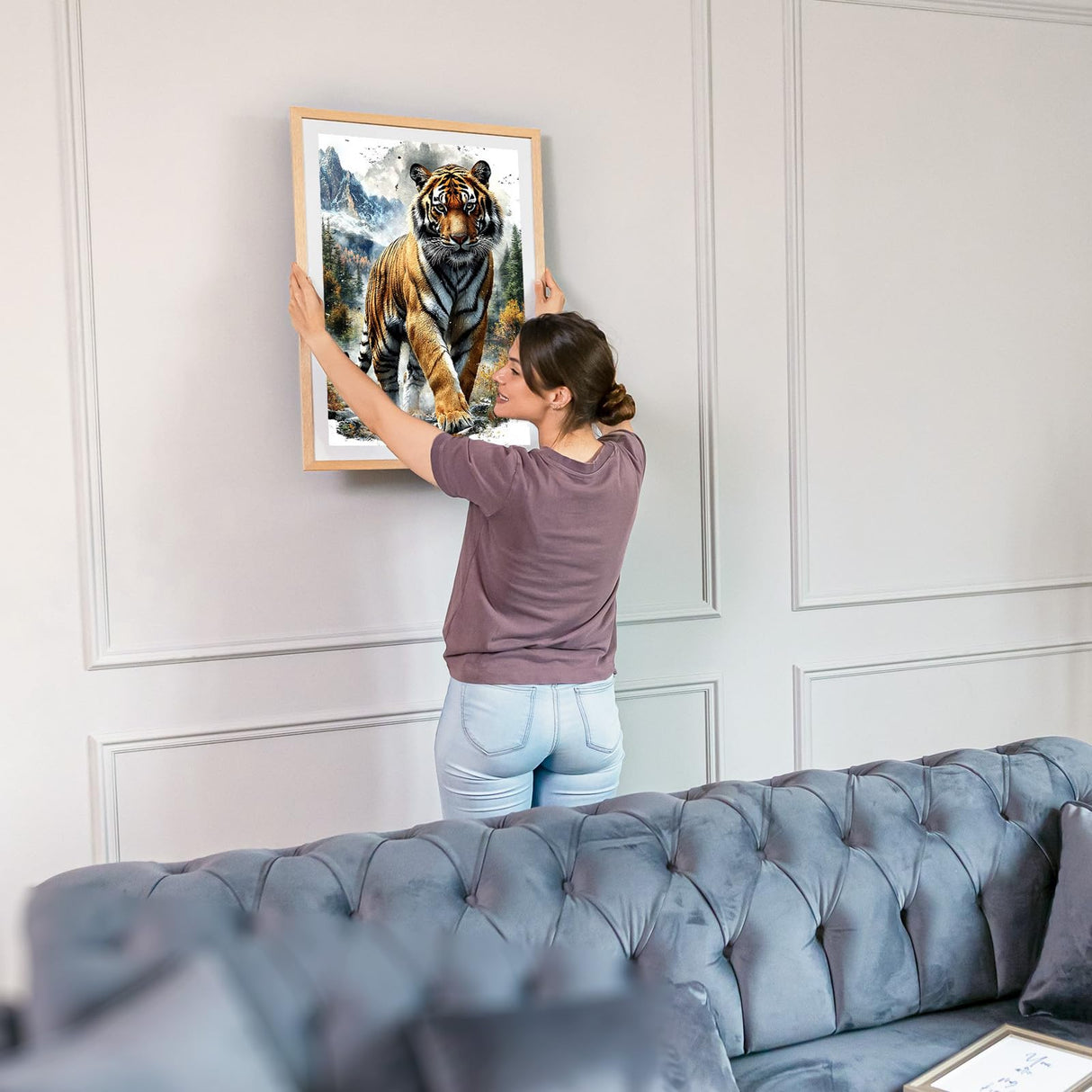 MOGTAA Tiger Diamond Art Kits for Adults, 5D Full Drill Diamond Painting Kits for Adults Beginners, DIY Landscape Round Diamond Dots for Adults, Gem Art for Home Decor 12 X 16Inch MOGTAA