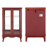 nifoti 43" H Lighted Curio Cabinet Display Case, Glass Curio Cabinet with Adjustable Shelves and Tempered Glass Door, Wooden Curio Cabinet w/Mirrored Back Pane for Living Room (Cherry) nifoti