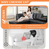 Wakefit Sectional Sofa Couch, Modern 4-Seaters Living Room Furniture Sets with Chaise Lounge, Ottoman & 2 Pillows | L Shape Couch | Cup Holder | Faux PU Leather, Black Wakefit