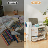 QIYVLOS Desk Organizer with 3 Drawer, Multi-Functional Pencil Pen Holder for Desk, Desk Organizers and Storage with 8 Compartments, Desktop Organizer for Office Home Art Supplies (White) QIYVLOS