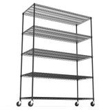 5 Tier 7500lbs Capacity NSF Metal Shelf Wire Shelving Unit, Heavy Duty Adjustable Storage Rack with Wheels & Shelf Liners for Commercial Grade Utility Steel Storage Rack, Black - 82"H x 60"L x 24"D pouseayar