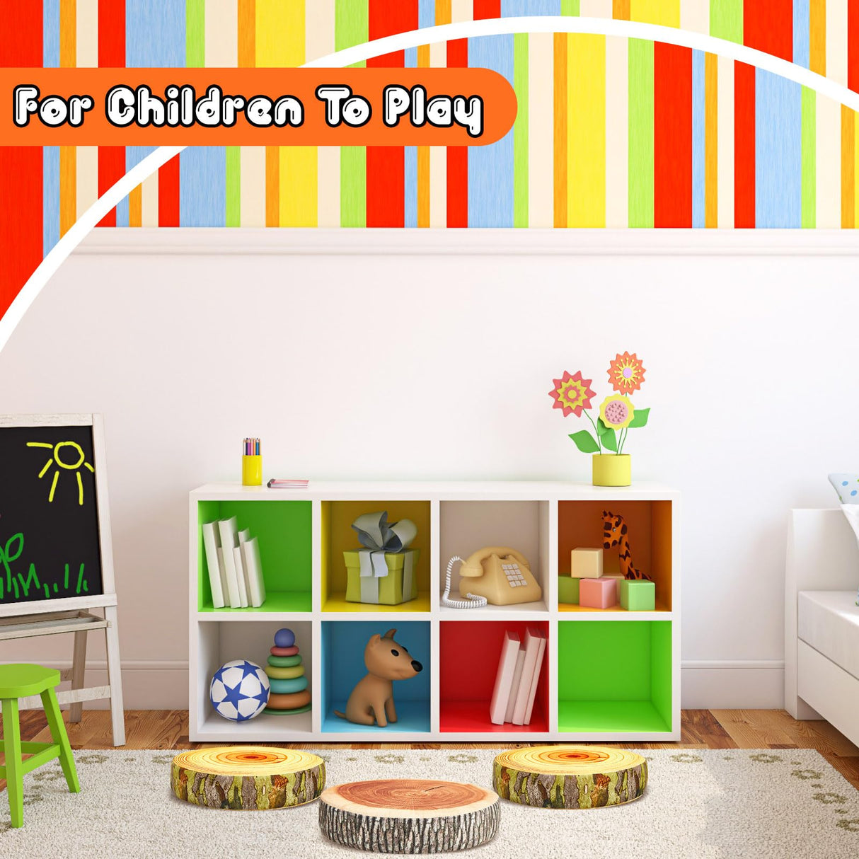 12 Pcs Flexible Seating Floor Sitting Cushion for Classroom Soft Tree Stump Stool Set 3D Digital Print Soft Round Throw Pillow Decorative Wood Slice Floor Cushion for Classroom Kids Couch Chair Home Tatuo