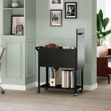 Yizosh Metal Rolling File Storage Cart with Wheels, Mobile File Cabinet with Lock, Filing Cabinet Organizer for Legal/A4 (Black) Yizosh