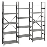 SUPERJARE Triple 5 Tier Bookshelf, Bookcase with 14 Open Display Shelves, Wide Book Shelf Book Case for Home & Office, Grey SUPERJARE