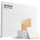 Soundsbay Soundproof Wall Panels, 18 Pack Sound Proof Foam Panels for Walls, Self Adhesive Honeycomb Acoustic Panels, Noise Cancelling Wall Panels for Wall Decorative, Ceiling, Door 12"×12"×0.4" Soundsbay