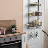 YBING Over The Door Organizer with Hooks 3 Tier Back Towel Hanger Baskets Metal Behind Hanging Storage Shelf Pantry Racks for Bedroom Bathroom Black, R01-R984 YBING