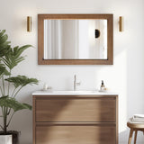 DAOYIJIAJU Rustic Wooden Framed Wall Mirror, Rectangle Wood Hanging Mirror, Farmhouse Wall Mirror for Bathroom Vanity Bedroom Living Room, Vertical or Horizontal Hanging, 36" x 24" DAOYIJIAJU