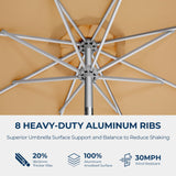 HOMSHADE 9FT Aluminum Outdoor Patio Umbrella, 5-Year Fade Resistant Market Table Umbrella, UPF50+ UV Protection with Push Button Tilt, Crank for Pool Deck and Garden (Beige) HOMSHADE