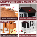 Ecolinear 80” Mobile Chicken Coop for 1-2 Chickens with Wheels,Outdoor Wooden Hen House with Nesting Box,Large Rabbit Hutch, Outside Poultry House,Wire Fence Run Cages,Weatherproof for Backyard,Black ECOLINEAR