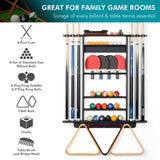 XCSOURCE Pool Stick Holder, 2-IN-1 Pool Cue Rack & Ping Pong Paddle Holder, 100% Solid Pine Wood Wall Mount Holds Billiards and Table Tennis Accessories for Man Cave, Billiard Room, Game Room,Bar Room XCSOURCE