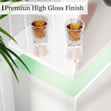 AMERLIFE Fireplace TV Stand with 40" Fireplace, 80" Modern High Gloss Fireplace Entertainment Center LED Lights, 2 Tier TV Console Cabinet for TVs Up to 90", Ivory White AMERLIFE