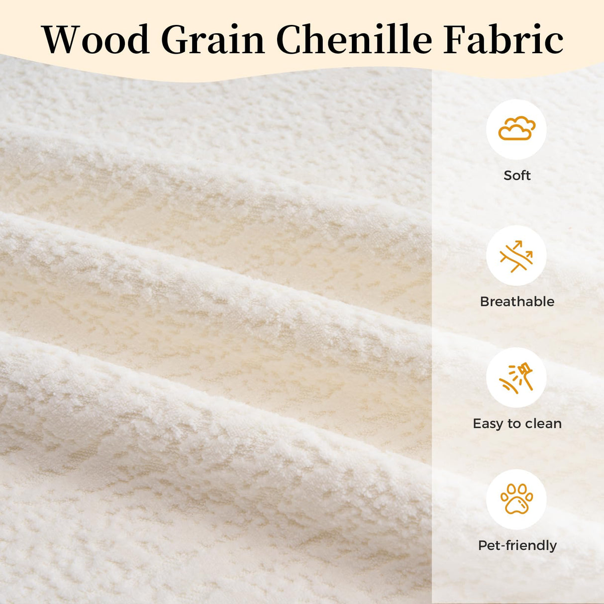 Hnvzldn 110" Curved Sectional Sofa with 4 Seater,Curved Sofa for Living Room,Modern Sectional Couch Boneless Sofa,Wood Grain Chenille Fabric, No Installation Requirement (White,110") Hnvzldn