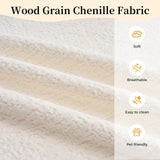 Hnvzldn 110" Curved Sectional Sofa with 4 Seater,Curved Sofa for Living Room,Modern Sectional Couch Boneless Sofa,Wood Grain Chenille Fabric, No Installation Requirement (White,110") Hnvzldn