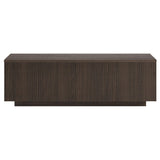 Henn&Hart 48" Fluted Rectangular Low-Profile Coffee Table for Living Room, Family Room, or Office, Alder Brown Henn&Hart