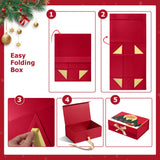 Giflsaidsprest Christmas Gift Box with Lid,Gift Boxes for Presents with Ribbon and Magnetic Closure-12.6"x8"x4.4" (Red) Giflsaidsprest