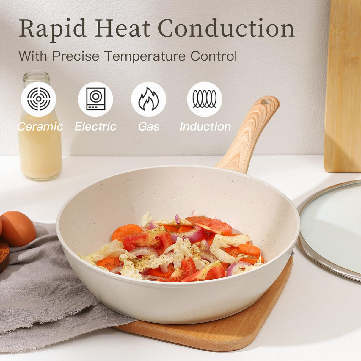 16PCS Pots and Pans Set Non Stick Cookware Set Nonstick with Cooking Set (white, 16pieces) Anymark