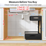 Under Sink Organizer, 2 Pack 2 Tier Pull Out Under Cabinet Organizer Shelf with Pad for Framed Cabinets, Metal Slide Out Under Sink Storage, Mesh Sliding Drawers for Kitchen Bathroom Laundry, Black PXRACK