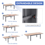 SUNSITT 11-Piece Outdoor Patio Dining Set, 63" - 105" Aluminum Expandable Outdoor Dining Table Set for 10, 10 Stackable Chairs with Gray Removable Cushions SUNSITT