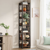 Tribesigns Tall 7-Tier Narrow Bookshelf for Small Spaces - Rustic Brown Freestanding Storage Organizer Tribesigns