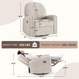 VANOMi 360 Swivel Rocker Recliner Chair, Nursery Rocking Chair with Tufted Backrest, Manual Recliner Chairs for Small Spaces, Upholstered Glider Nursing Chair for Living Room, Bedroom (Camel) VANOMi