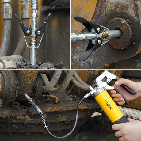 UTOOL Grease Gun Accessory Kit, Double Handle Coupler with Zerk Fitting Cleaner, 1/8 NPT Threads, Easy to Lock Zerk Fittings and Quick Release, Max Working Pressure 10000 PSI, 1 PC UTOOL
