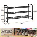 LINZINAR Shoe Rack 3 Tier Long Metal Shoe Organizer for Closet Entryway Black LINZINAR