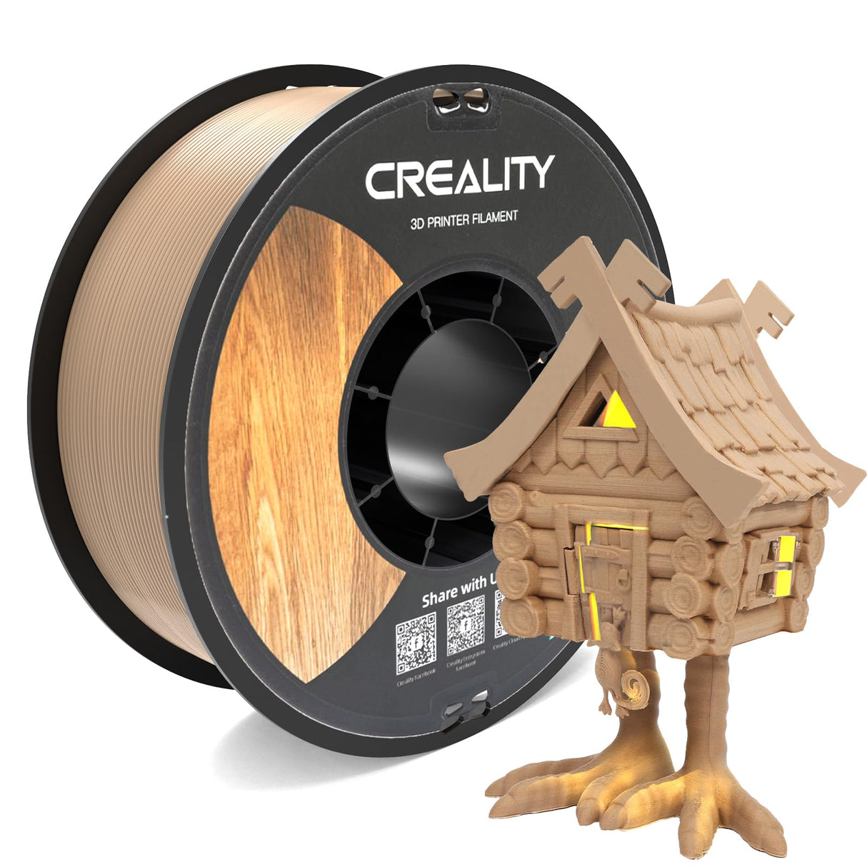 Creality Wood PLA Filament, 3D Printing PLA Filament 1.75mm, Dimensional Accuracy +/- 0.03mm, Warp-Free and Clog-Free, 1KG Spool (2.2 lbs), Fit for 99% 3D Printers Creality