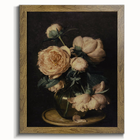 Framed Canvas Prints Wall Art Home Decor - Vintage Floral Wall Art Print Farmhouse Painting, Flower Pictures Decor Aesthetic Farmhouse Moody Wall Decor DILITI