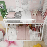 Bellemave Twin Over Full Metal Floor Bunk Bed with Inclined Ladder,Heavy Duty Bunk Beds for Adults,Twin Over Full,White Bellemave