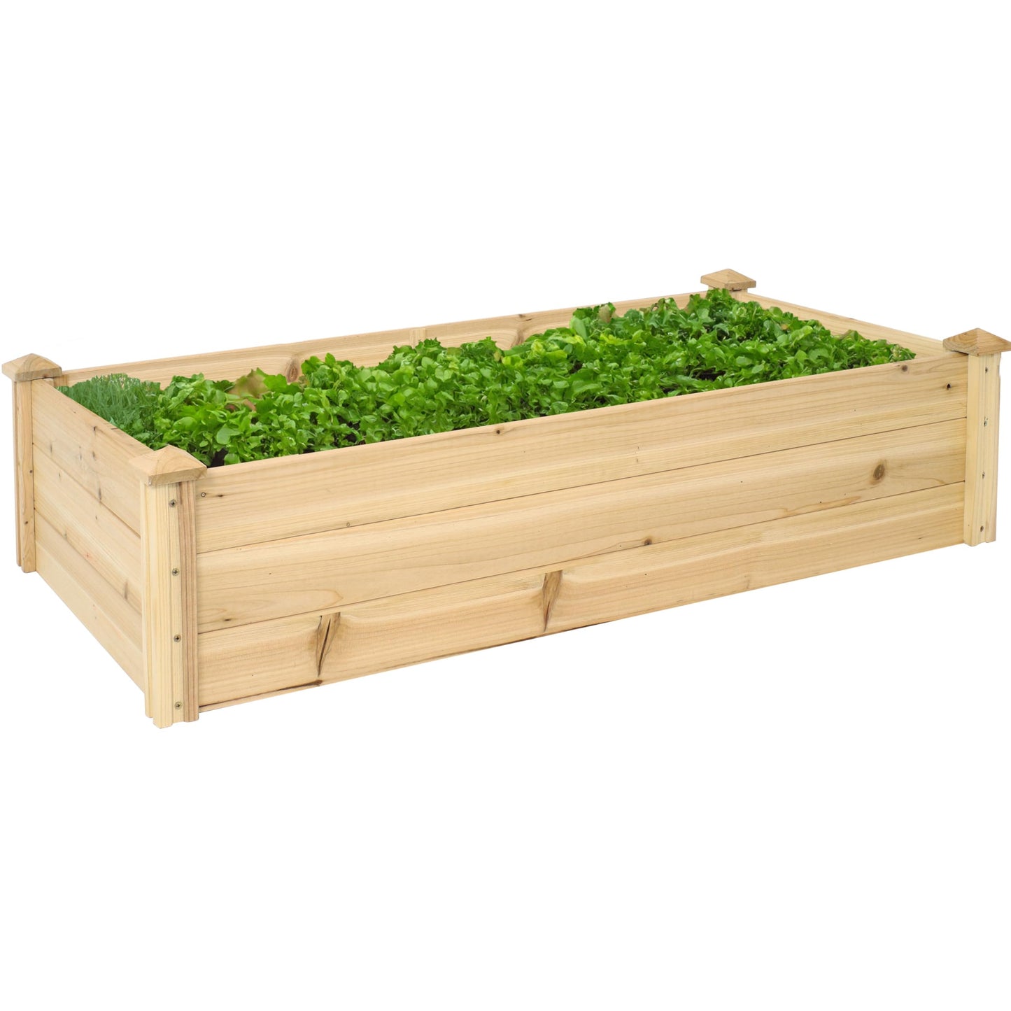 Sunnydaze 48.25-Inch Rectangular Wood Raised Garden Bed - Elevated Planter Box for Flower, Vegetable, and Herb Gardening