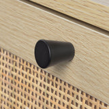 Angel Sar Rattan Shoe Cabinet for Entryway, Slim Shoe Storage Cabinet with 2 Flip Drawers, Hidden Shoe Organizer, Shoe Rack Cabinet with Metal Legs, Natural Wood Angel Sar