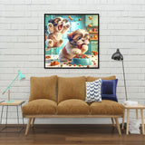 Canrichshop Little Puppies Diamond Art Painting Kits for Adults,Diamond Painting Kits for Beginners,Cute Animals 5D Round Full Drill Gem Art for Home Wall Decor 12X16 inch Canrichshop