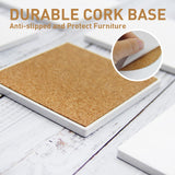 48 Pack Sublimation Blanks Coasters Bulk, 4 Inch Glossy White Glazed Ceramic Tiles Bulk with Cork Backing Pads, Heat Transfer Cup Mat for DIY Crafts Home Kitchen Decor (Square 48PCS) Geemax