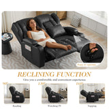 Loveseat Recliner Sofa,RV Couch 6'' Wall Hugger Recliners for Small Spaces,Faux Leather Reclining Loveseat Sofa Recliner with Cup Holders/Lumbar Pillows,RV Furniture (Black, Loveseat) Generic
