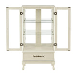 CKEASEAN Curio Cabinet with Tempered Glass Doors, 52" H Glass Display Cabinet with Light Bulb inclued, Curio Storage Cabinet with Mirrored Back Panel and Adjustable Shelves (White) CKEASEAN