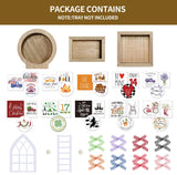 Farmhouse Christmas Tiered Tray Decor Set Year Round Seasonal Interchangeable Holiday Rustic Wooden Frames with Cards Ladder for Home Kitchen Table Decorations Centerpiece CRCZK